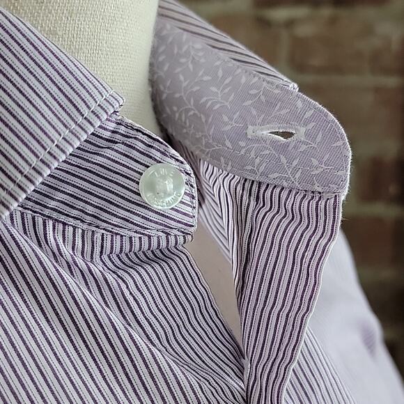 Love Moschino short sleeve mircro striped button up purple shirt S - Picture 3 of 14